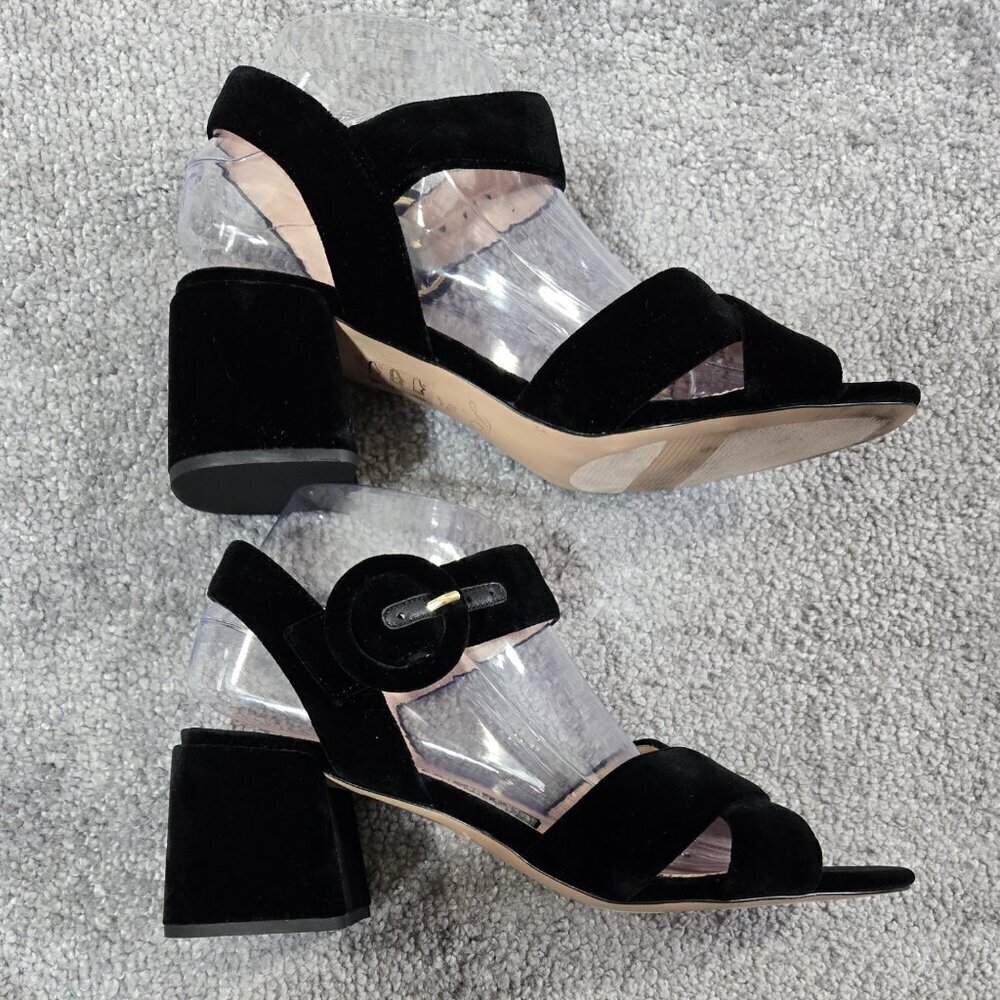 J. Crew Penny Black Velvet Sandal Block Heel Preppy Evening Party K0007 - Picture 7 of 13
